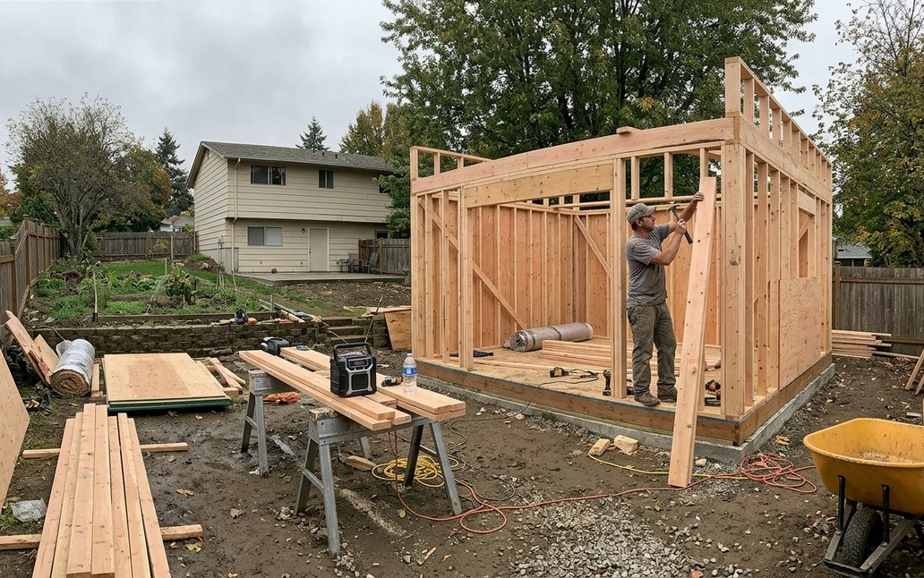 ADU under construction in a Colorado backyard