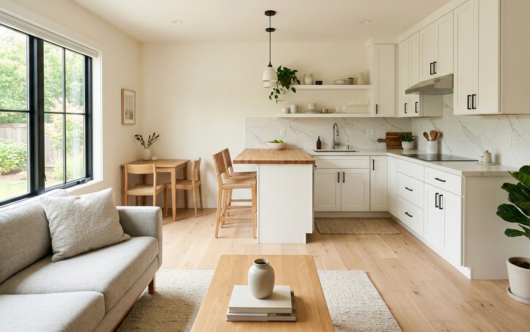 Interior of a newly built San Diego ADU kitchen