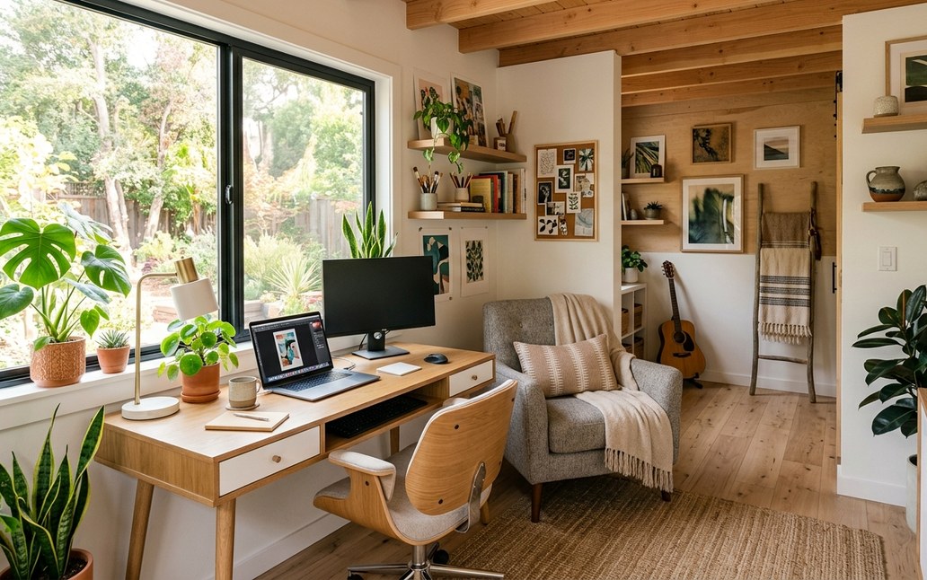 San Diego ADU interior used as a home office